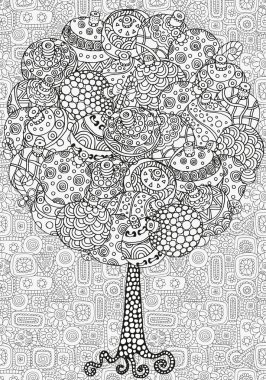 Siyah ve beyaz soyut fantezi resim.