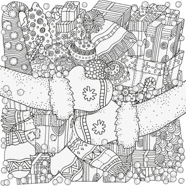 Boyama kitabı için desen. Kış çizimler.