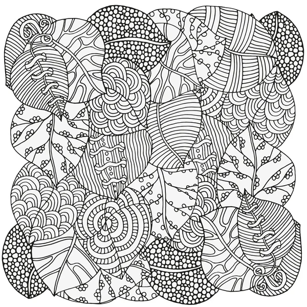 Patroon van de achtergrond van de Floral doodle met Herfstbladeren — Stockvector