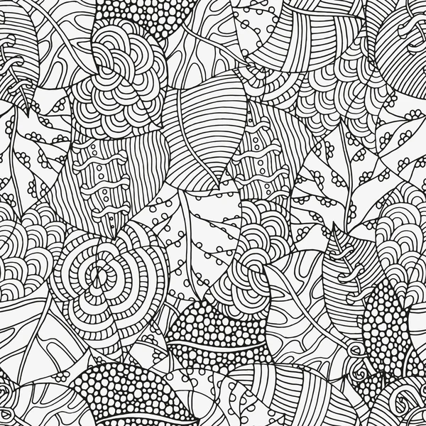 Virágos doodle alnyomat-minta, őszi levelekkel — Stock Vector