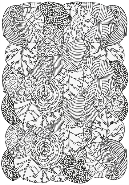 Padrão de fundo doodle floral com folhas de outono — Vetor de Stock