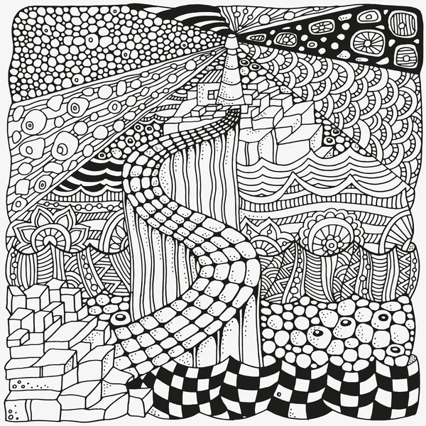 Siyah ve beyaz soyut fantezi resim.