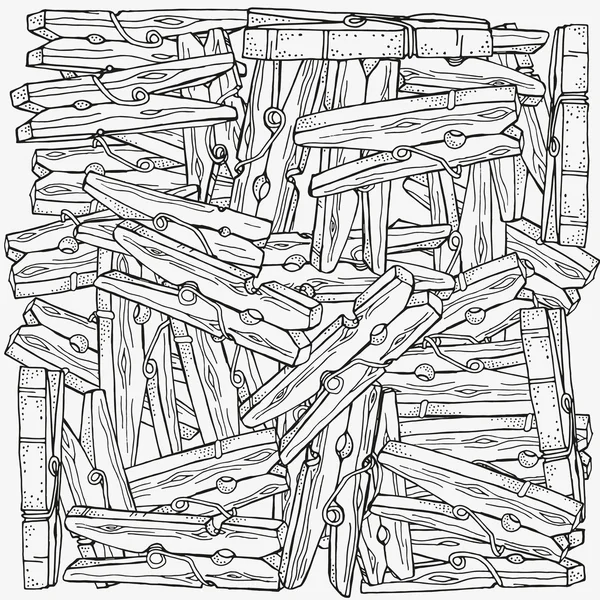 Деревянные прищепки, декоративные элементы ручной работы — стоковый вектор