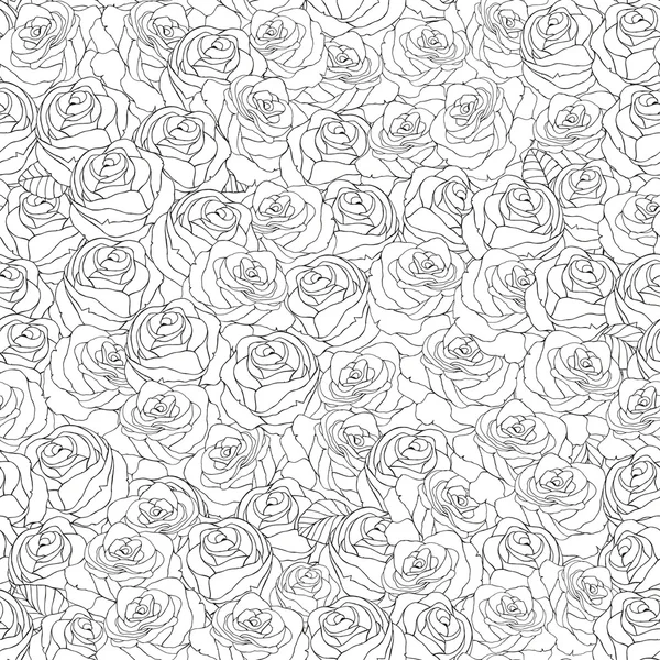 Patrón sin costuras con rosas. Fondo blanco y negro — Vector de stock