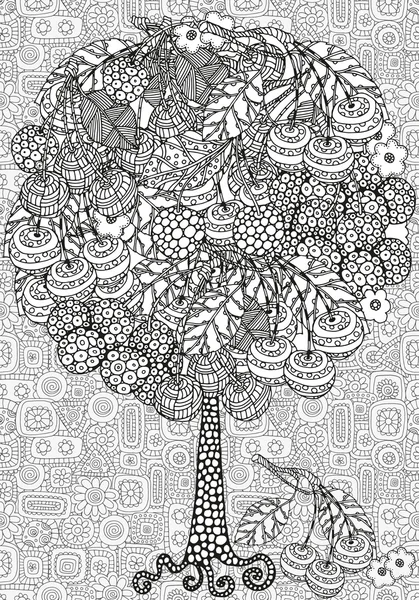Quadro astratto albero fantasia. Nero, bianco e grigio — Vettoriale Stock