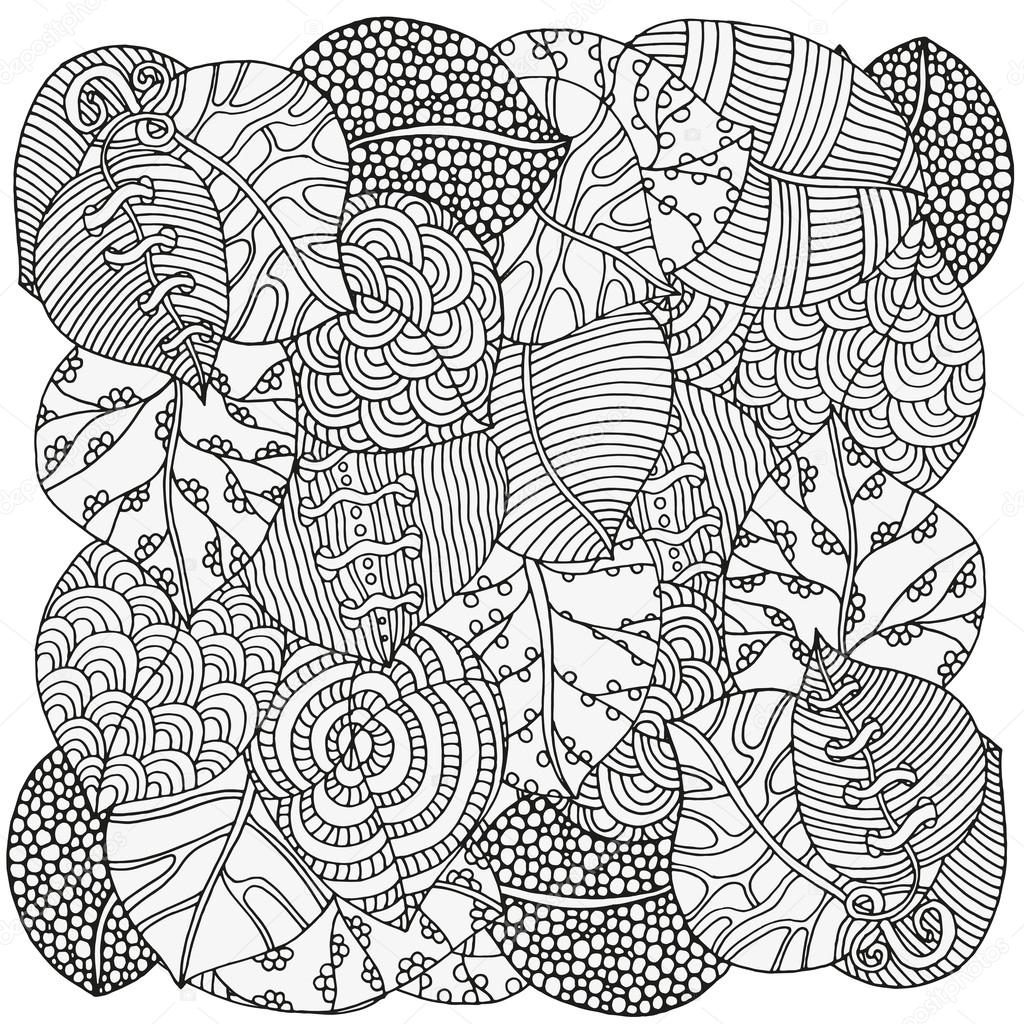 floral doodle background pattern with autumn leaves