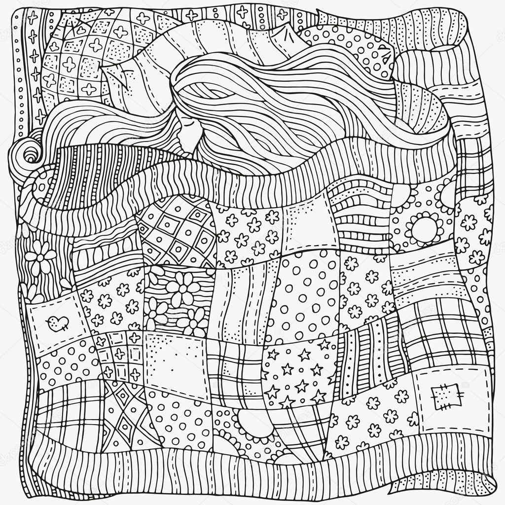 Pattern for coloring book. Sleeping baby.