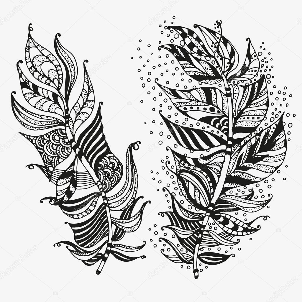 seamless pattern of artistically feathers