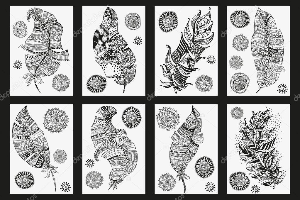 seamless pattern of artistically feathers