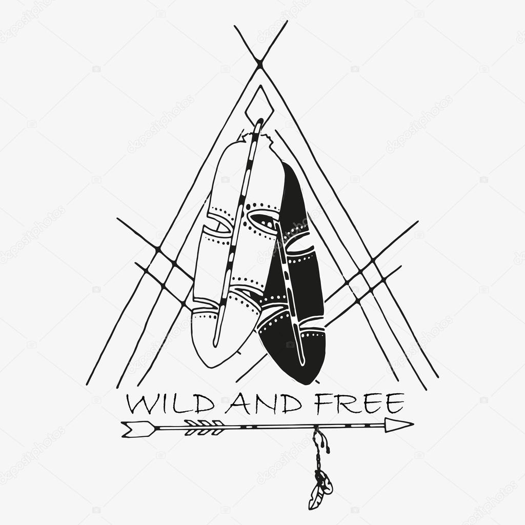 Hand-drawn tribal design element fro logo or print. Vector
