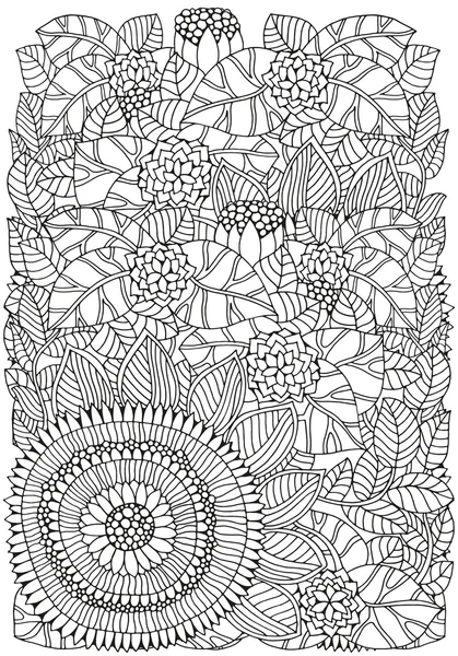 Pattern for coloring book. A4 size. Ethnic, floral, retro, doodle, tribal design element. — Stockový vektor