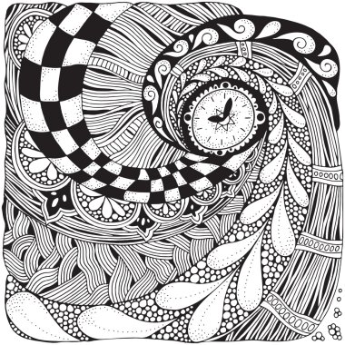 Fantastik saatler, zentangle tarzında saat
