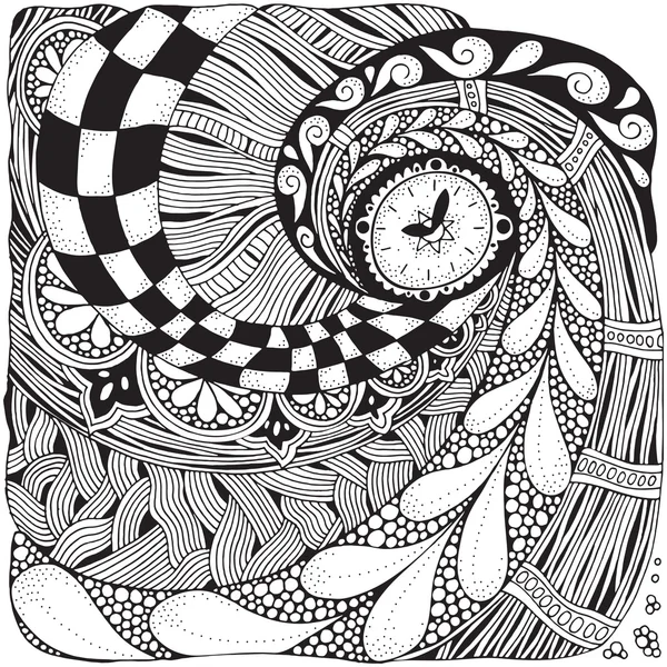 นาฬิกาที่ยอดเยี่ยม, นาฬิกาในสไตล์ Zentangle — ภาพเวกเตอร์สต็อก