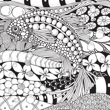 Fantastik balık deniz dibinde yüzer