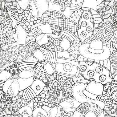 Seamless pattern with set of summer elements