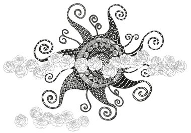 Bulutlarda Güneş Sanatsal zentangle desenleri