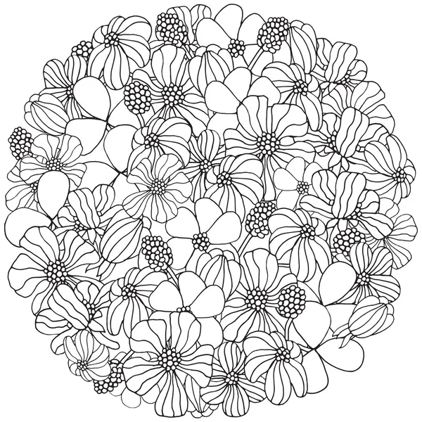 Modèle de cercle avec des fleurs de printemps — Image vectorielle