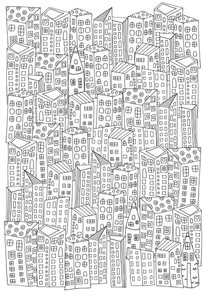 Pattern with artistically city houses — Stock Vector