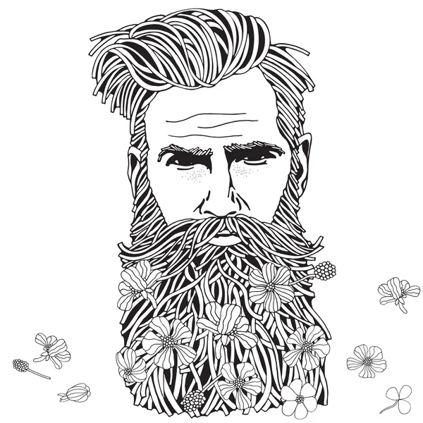 Homme barbu hipster — Image vectorielle