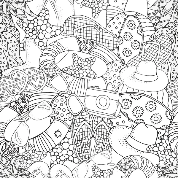 Seamless pattern with set of summer elements — 스톡 벡터