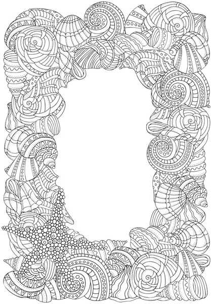 Wreath ornament with sea shells — Stok Vektör