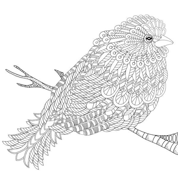 Increíble pájaro con plumas y patrones y plumaje — Vector de stock
