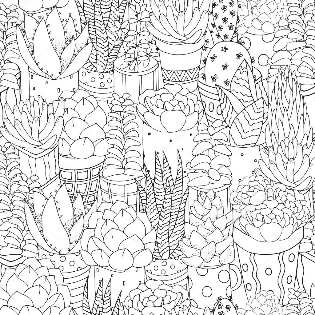 Vetores de Cactos E Plantas Suculentas Em Vasos Desenho De Vetor Preto E  Branco Para Colorir e mais imagens de Arte Linear - iStock