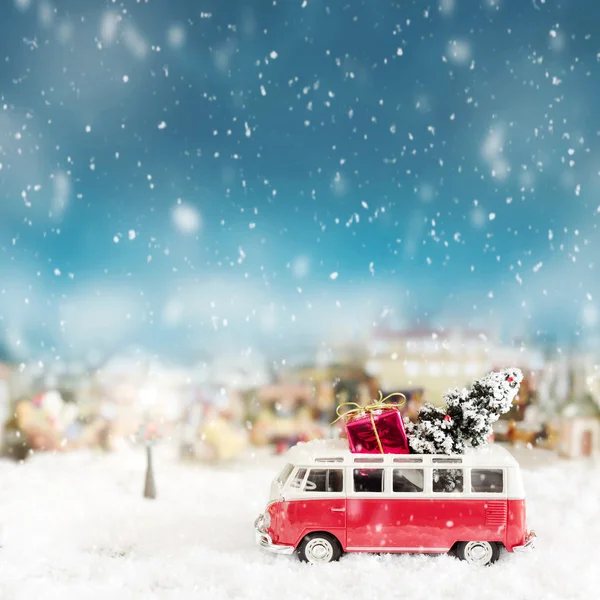 Oyuncak otobüs - Noel kartı