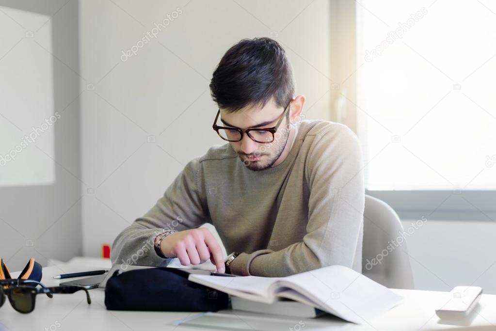 Student sitting at a desk