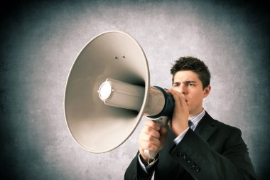Young business with a megaphone clipart