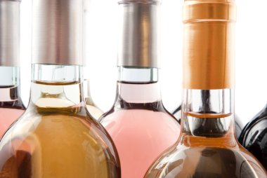 Bottles of wine close up view clipart