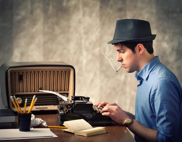 Journalist in retro style — Stock Photo, Image