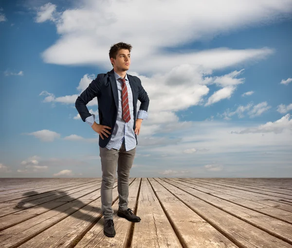 Young Businessman on pier — Stock Photo, Image