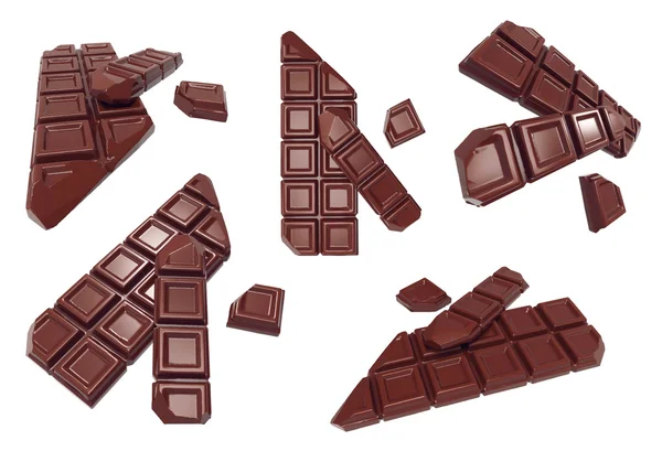 Bilah coklat yang patah diisolasi dengan latar belakang putih. Perender 3D — Stok Foto