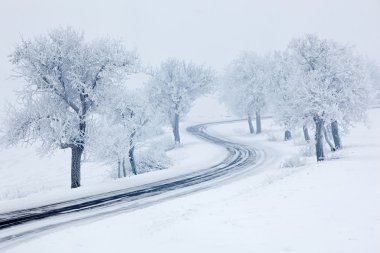 karlı kış yol