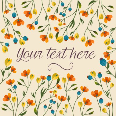 Bahar çiçekleri ile Vintage çiçek kartı