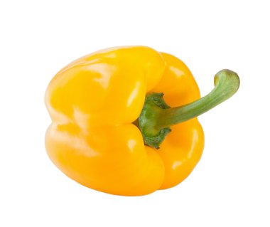 Beyaz arkaplanda sarı biber izole edildi