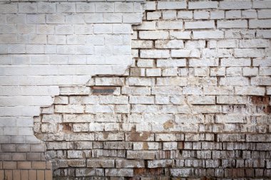 Kirli beyaz tuğla duvarın dokusunu kapat