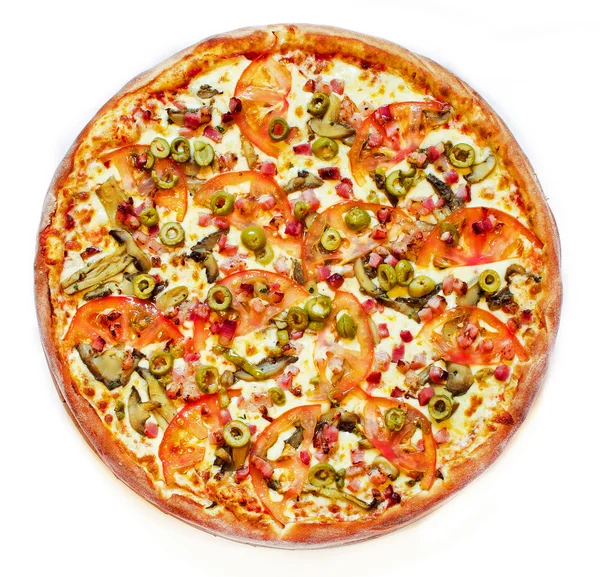 Pizza deliciosa com azeitonas — Fotografia de Stock