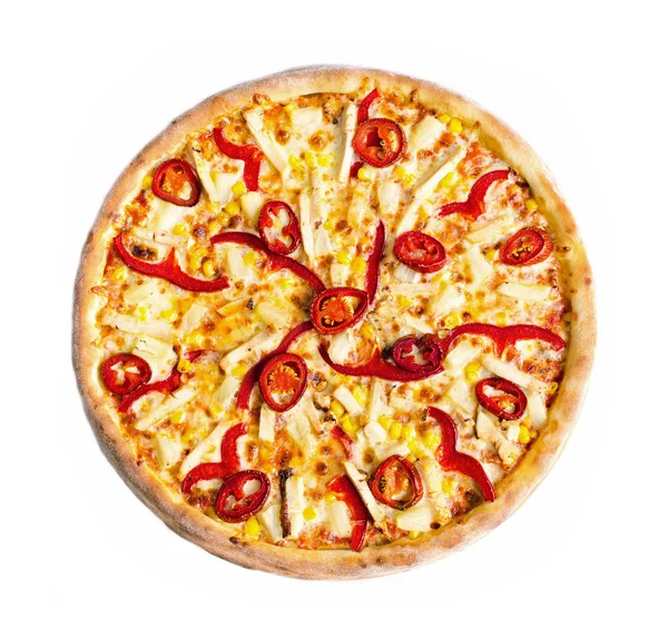 Pizza goraca Meksika beyaz arka plan üzerinde üstten