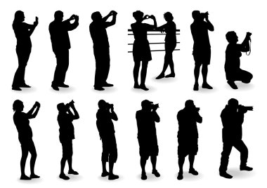 İnsanlar siluetleri fotoğrafçılar topluluğu