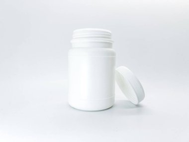 This versatile white container mockup on isolated white background with a removable lid stand beside is perfect for various storage and packaging needs