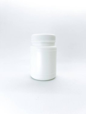 A clean, white plastic container ideal for securely storing various supplements, vitamins, or small items on isolated white background