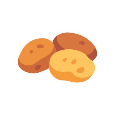 Taze kahverengi patates yumrusu kök sebze yiyeceği, izole edilmiş düz stil vektör çizimi.