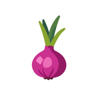 Kırmızı soğan soğanı sebzesi, izole edilmiş düz stil vektör çizimi