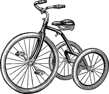 Vintage drawing tricycle clipart