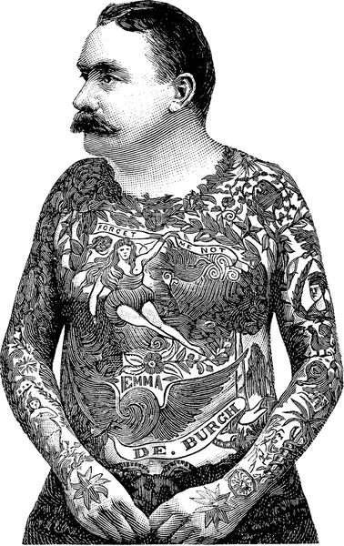 Vintage afbeelding getatoeëerd man — Stockfoto