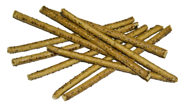 Bread sticks with poppy seeds isolated — Stock Photo, Image