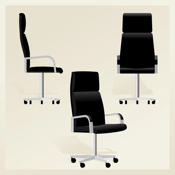 Schwarzer Bürostuhl aus Leder für Chef-Vektor — Stockvektor