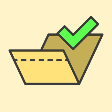 Onaylanan Sarı Klasör düz simgesi